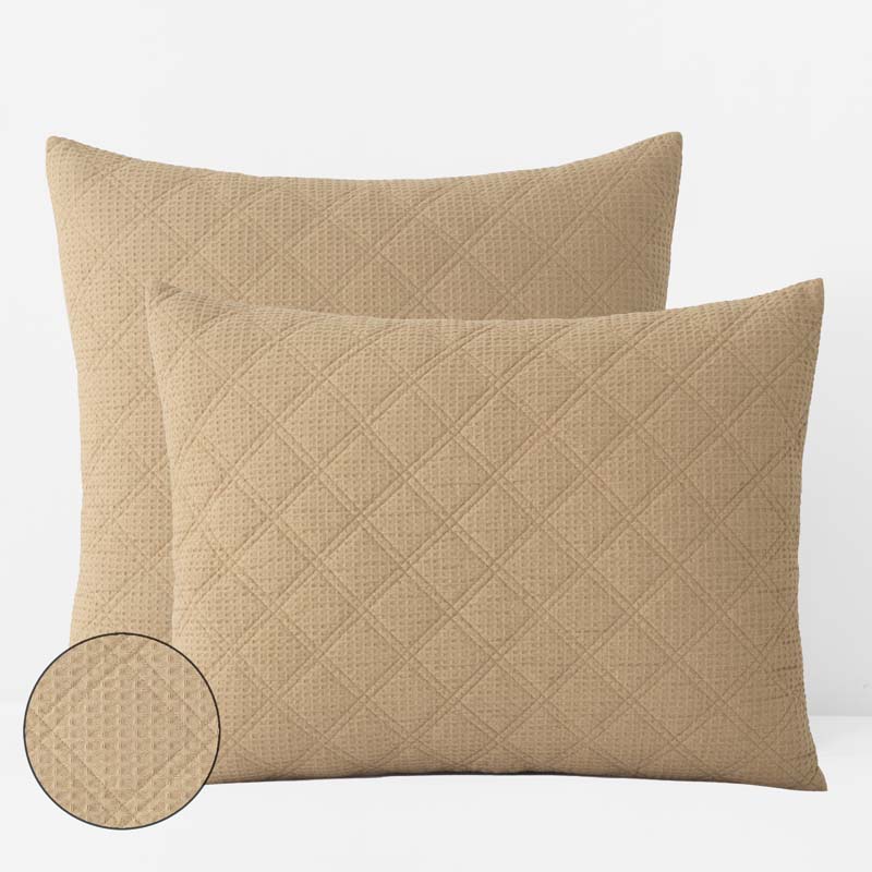 Waffle Quilted Sham - Wheat, King
