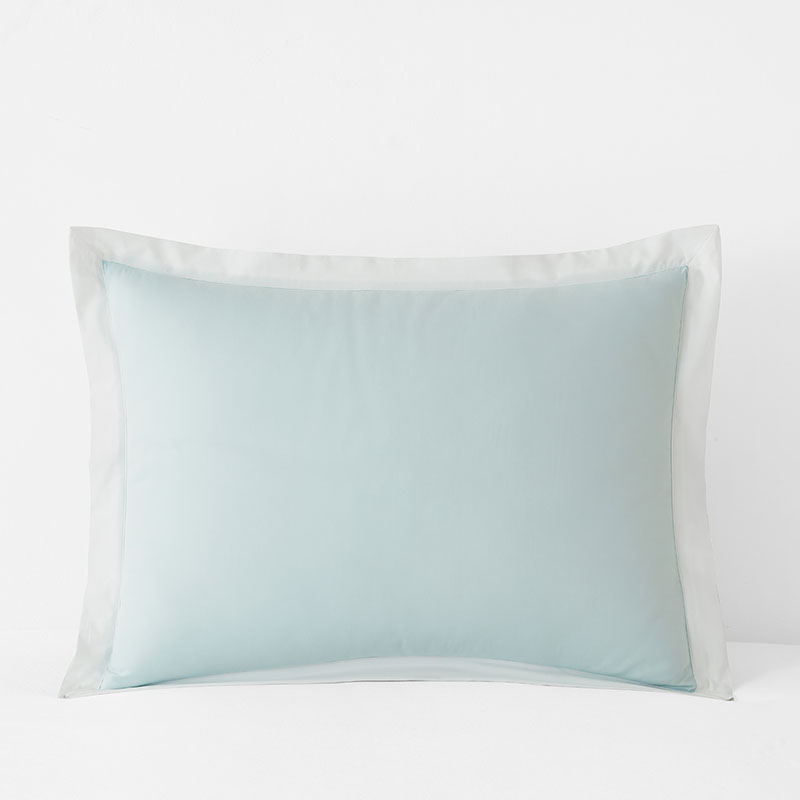 Solid Border Classic Cool Cotton Percale Sham - Pale Blue, King
