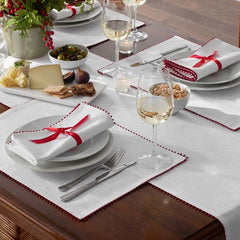 Pom Fringe Table Runner - Red, 16 in. x 90 in.