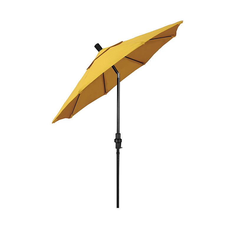 Round Outdoor Patio Umbrella, Fiberglass with Twist Tilt - Black Finish, Sunflower, 7.5'