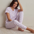 Printed Pima Cotton Women's Jogger Pants Pajama Set - Lisbon Mauve, L