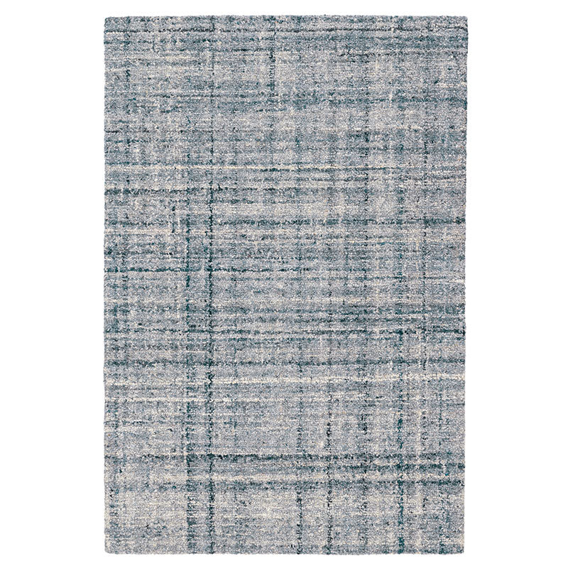 Harris Hand Hooked Wool Rug - Blue/Ivory, 5' x 8'
