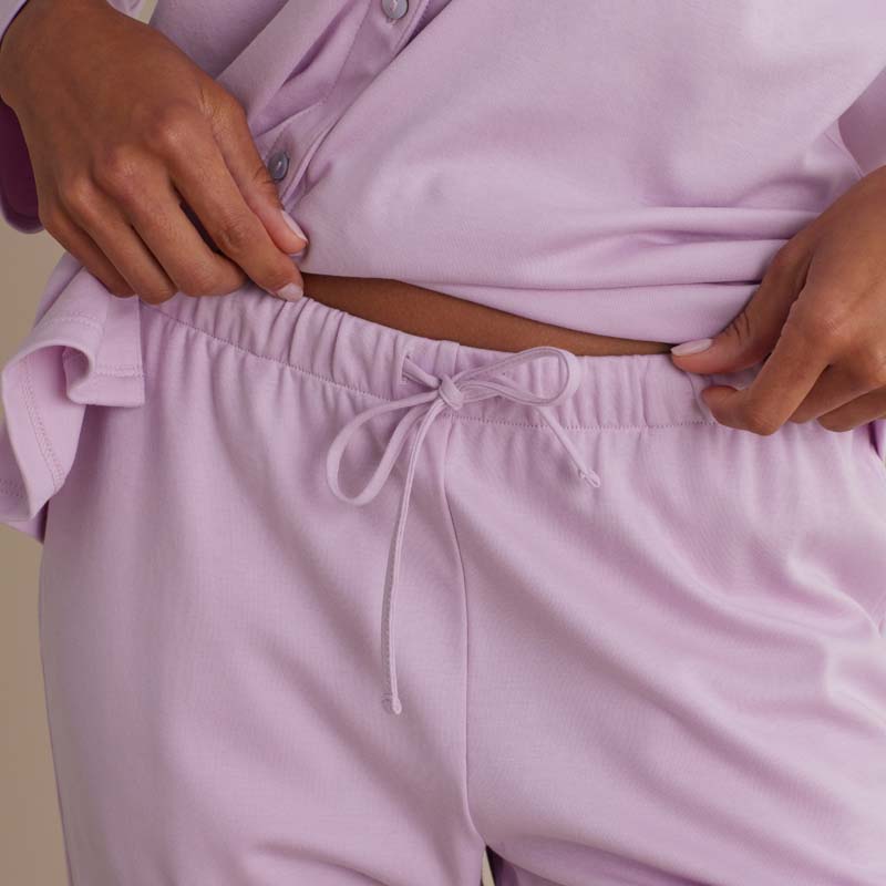 Pima Cotton Women's Button-Down Pajama Set - Dusty Pink, XS