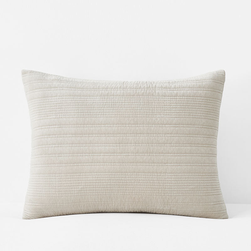 Line Stitch Velvet Quilted Sham - Light Sand, Standard