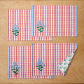 Floral Plaid Reversible Placemats, Set of 4 - Red