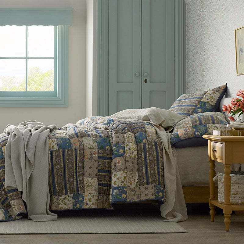 Dorothea Patchwork Quilted Sham - Blue Multi, Euro