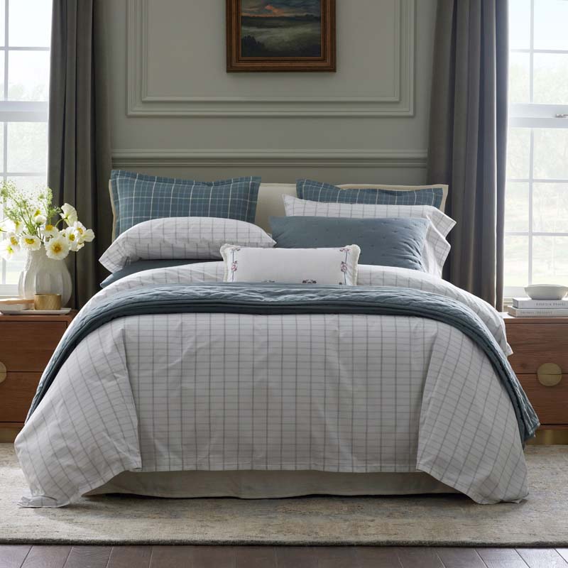 Yarn-Dyed Plaid Garment Washed Cotton Percale Pillowcase Set - Ivory Multi, King