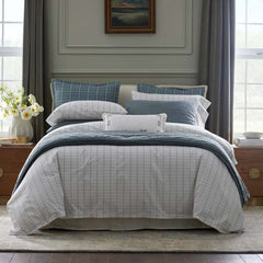 Yarn-Dyed Plaid Garment Washed Cotton Percale Comforter Set - Ivory Multi, Full/Queen