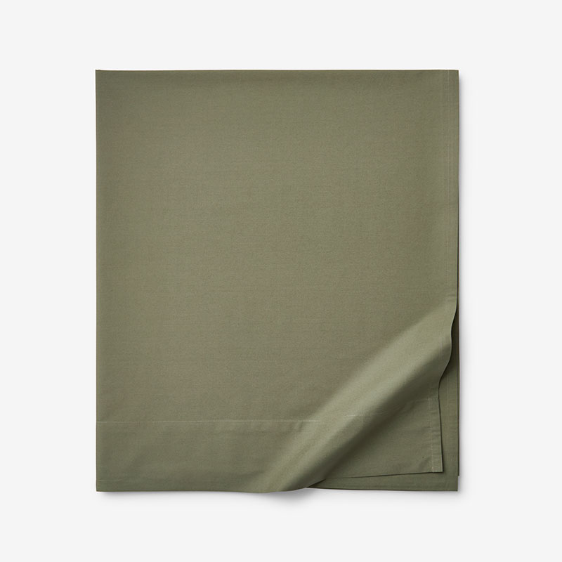 Classic Cool Cotton Percale Flat Bed Sheet - Olive Green, Queen
