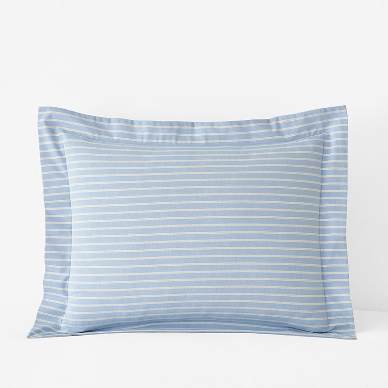 Classic Oxford Yarn-Dyed Stripe Sham - Blue/Beige, King