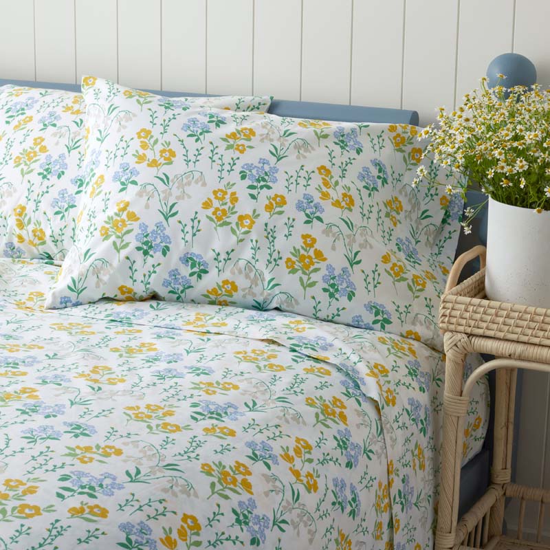 Isadora Classic Cool Cotton Percale Bed Sheet Set - Floral, Full