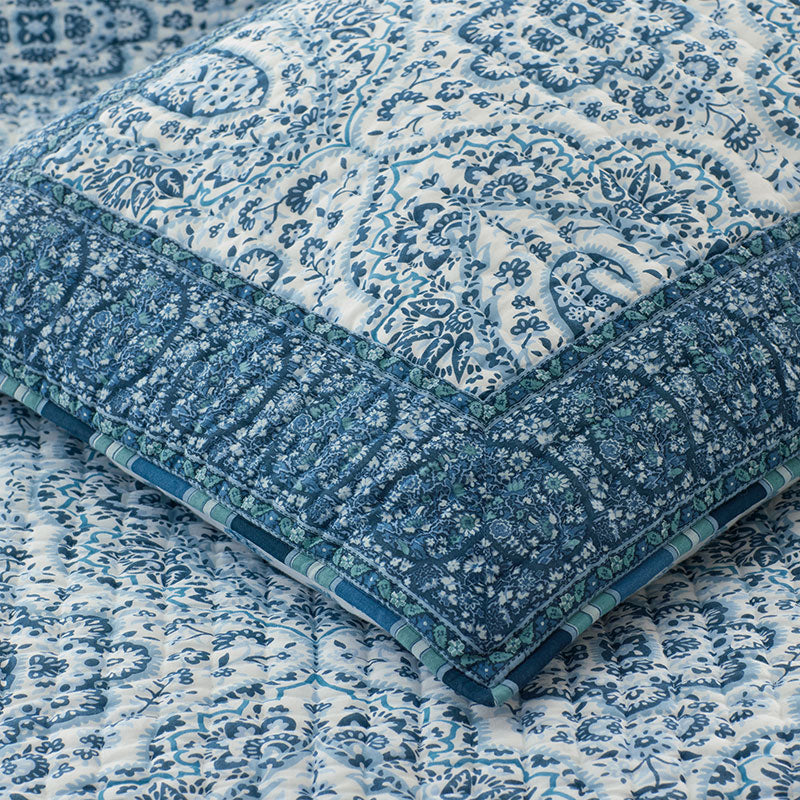 Mona Reversible Quilted Sham - Blue/White, King