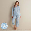 Printed Voile Women's Cropped Pajama Set - Floral Weave, M