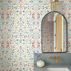 Wildwood Traditional Wallpaper - Rose Multi, Roll