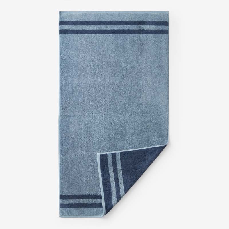 Mirage Aegean Cotton Reversible Stripe Bath Towel - Smoky Blue