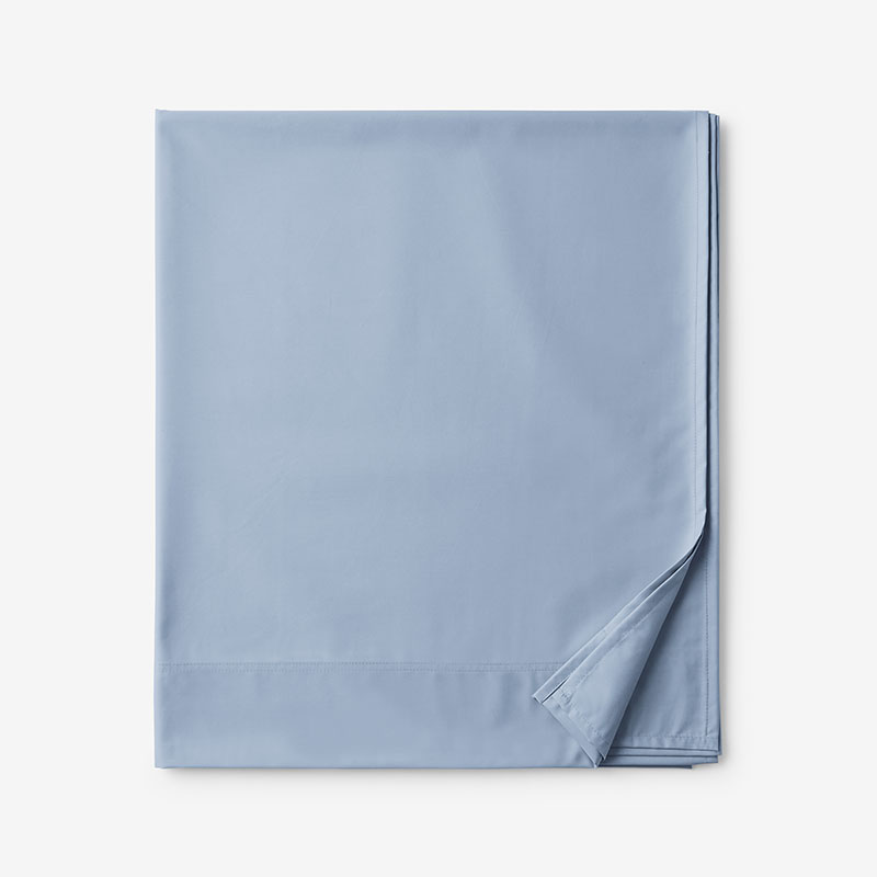 Classic Smooth Rayon Made From Bamboo Sateen Flat Bed Sheet - Misty Blue, Queen