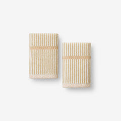Narrow Stripe Reversible Cotton Washcloths, Set of 2 - Linen