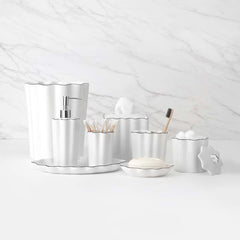 Scallop Waste Basket - Cream and Black