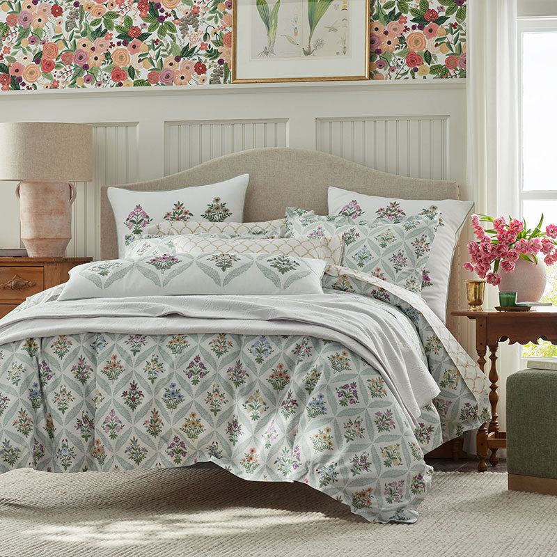 Estee Garden Classic Smooth Sateen Duvet Cover - Ivory Multi, King/Cal King