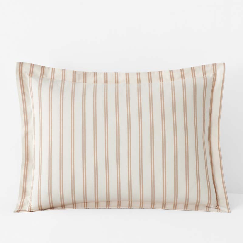 Tailored Stripes and Plaids Classic Cool Cotton Percale Sham - Narrow Stripe Gold, Standard