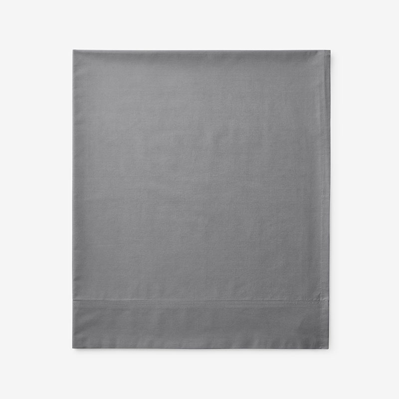 Premium Cool Supima® Cotton Percale Deep Pocket Flat Bed Sheet - Pewter, Queen