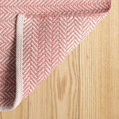 Herringbone Handwoven Cotton Rug - Coral, 4' x 6'