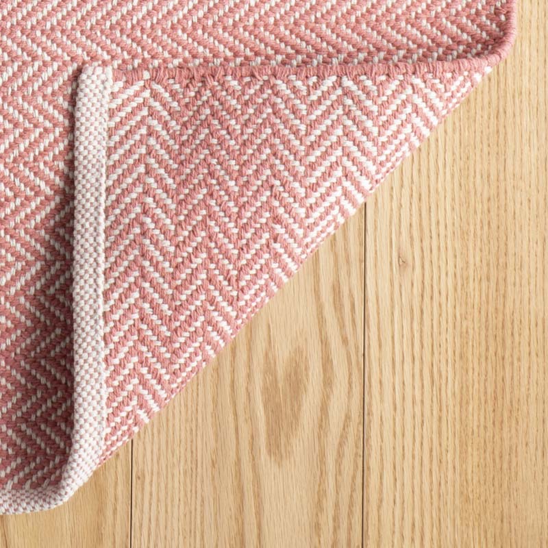 Herringbone Handwoven Cotton Rug - Coral, 5' x 8'