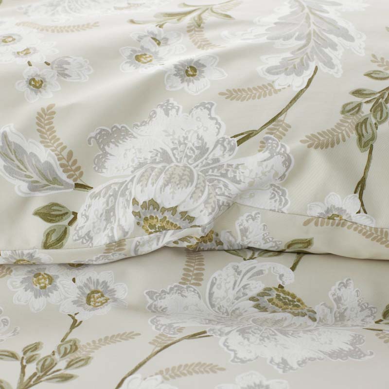 Tranquil Blossom Premium Smooth Wrinkle-Free Sateen Duvet Cover - Antique Beige, Full/Queen