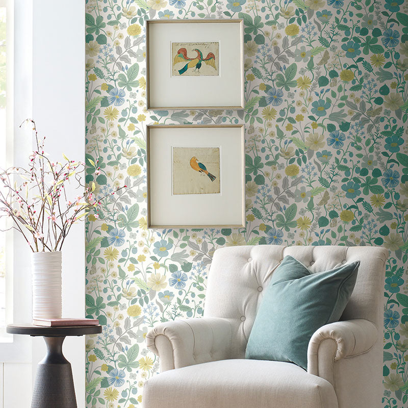 Strawberry Fields Traditional Wallpaper - Green, Roll