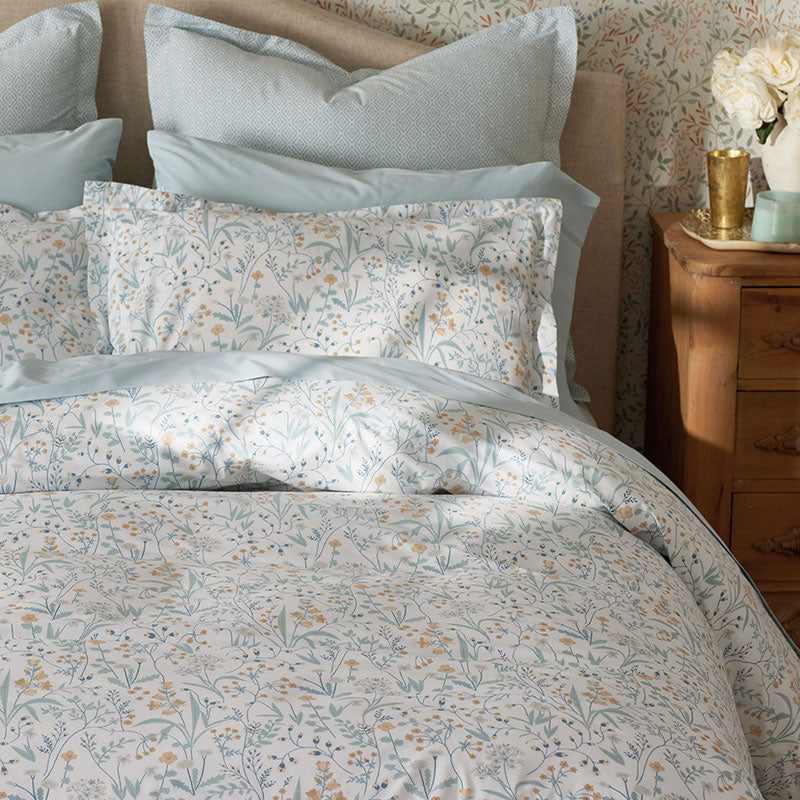 Clemencia Classic Cool Cotton Percale Sham - Mini Floral Pale Blue, King