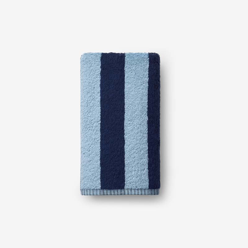 Reversible Stripe Turkish Cotton Hand Towel - Dark Navy