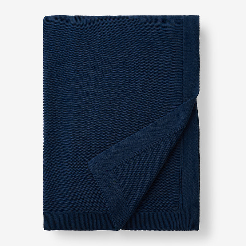 Classic All Season Breathable Cotton Knit Blanket - Navy, Twin/Twin XL