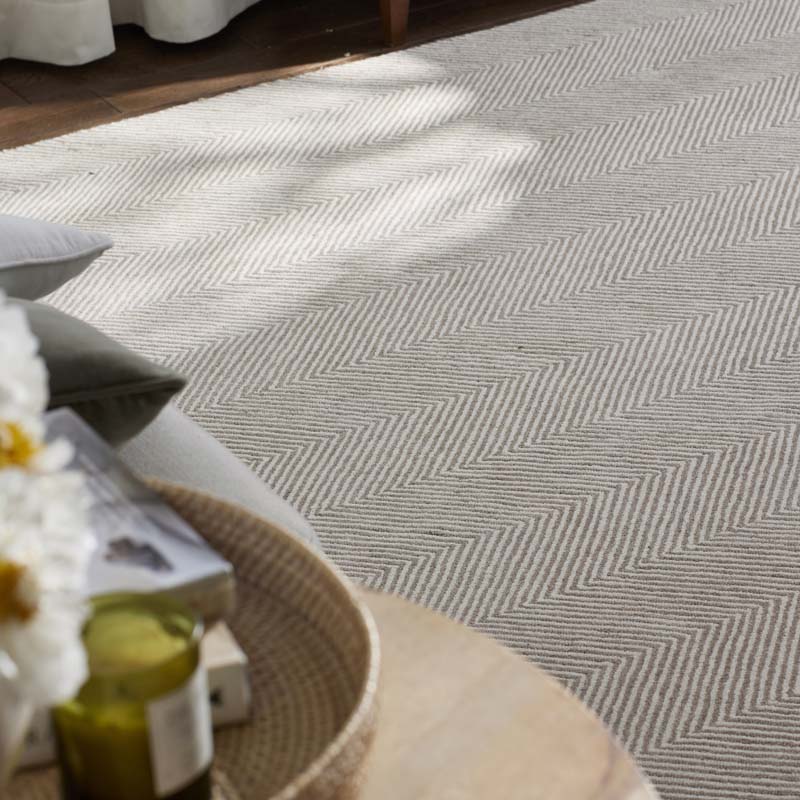 Herringbone Hand Tufted Wool Rug - Taupe, 8' x 10'