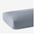 Premium Breathable Washed Linen Solid Fitted Bed Sheet - Dusty Blue, Full