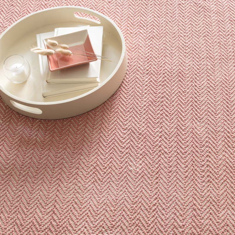 Herringbone Handwoven Cotton Rug - Coral, 2' x 3'