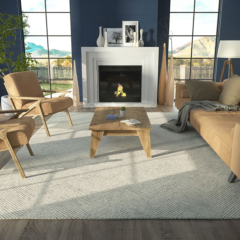 Herringbone Hand Tufted Wool Rug - Gray, 8' x 10'