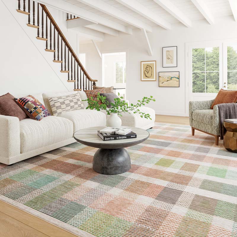 Chanan Farmhouse Plaid Washable Rug - Multi, 3' x 5'