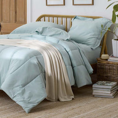 Solid Garment Washed Cotton Percale Comforter - Cloud Blue, King/Cal. King