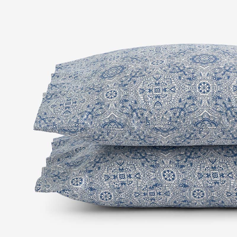 Floral Tapestry Premium Smooth Sateen Pillowcase Set - Blue, Standard