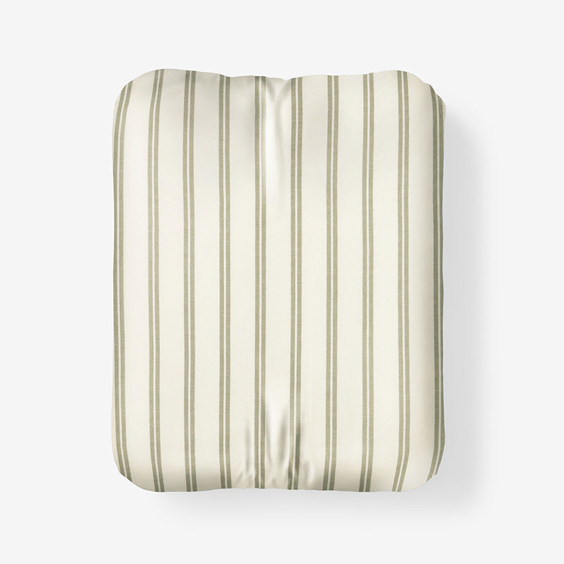 Tailored Stripes and Plaids Classic Cool Cotton Percale Fitted Bed Sheet - Narrow Stripe Moss Green, King