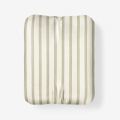 Tailored Stripes and Plaids Classic Cool Cotton Percale Fitted Bed Sheet - Narrow Stripe Moss Green, Twin