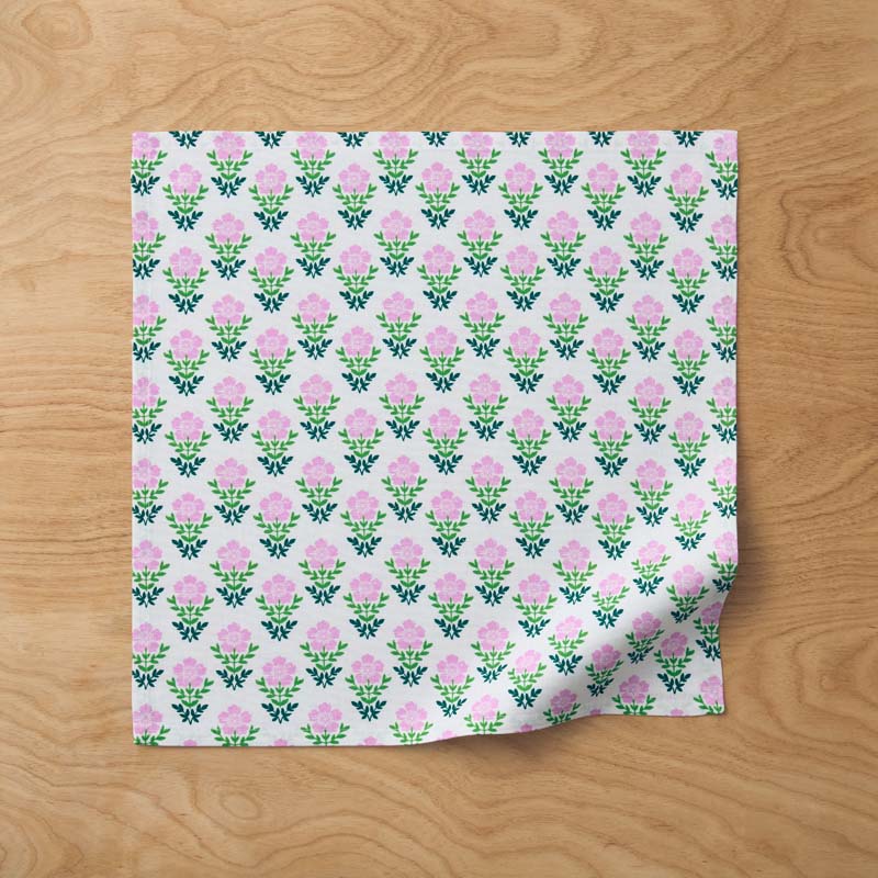 Floral Plaid Napkins, Set of 4 - Pink