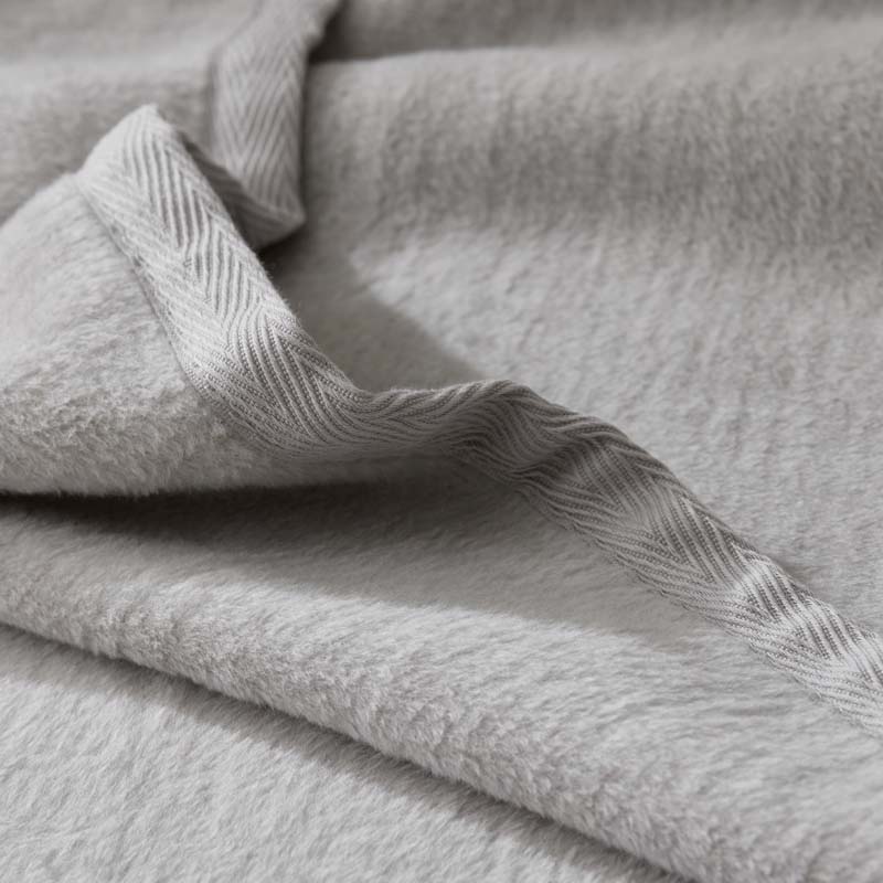 Cotton/Acrylic Fleece Blanket - Silver, Full/Queen