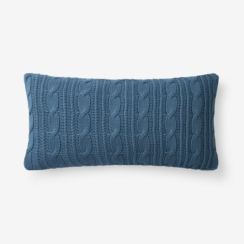 Chunky Cable Knit Decorative Pillow Cover - Denim Blue