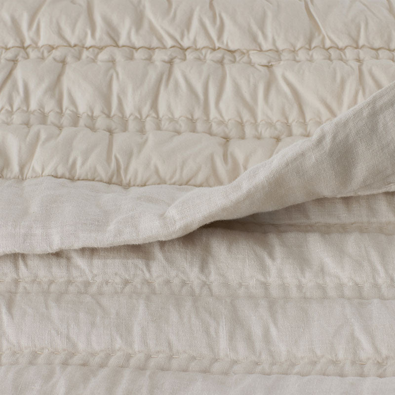 Premium Breathable Washed Linen Solid Quilted Sham - Linen, Euro