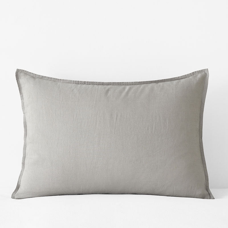 Premium Breathable Washed Linen Solid Sham - Light Gray, King