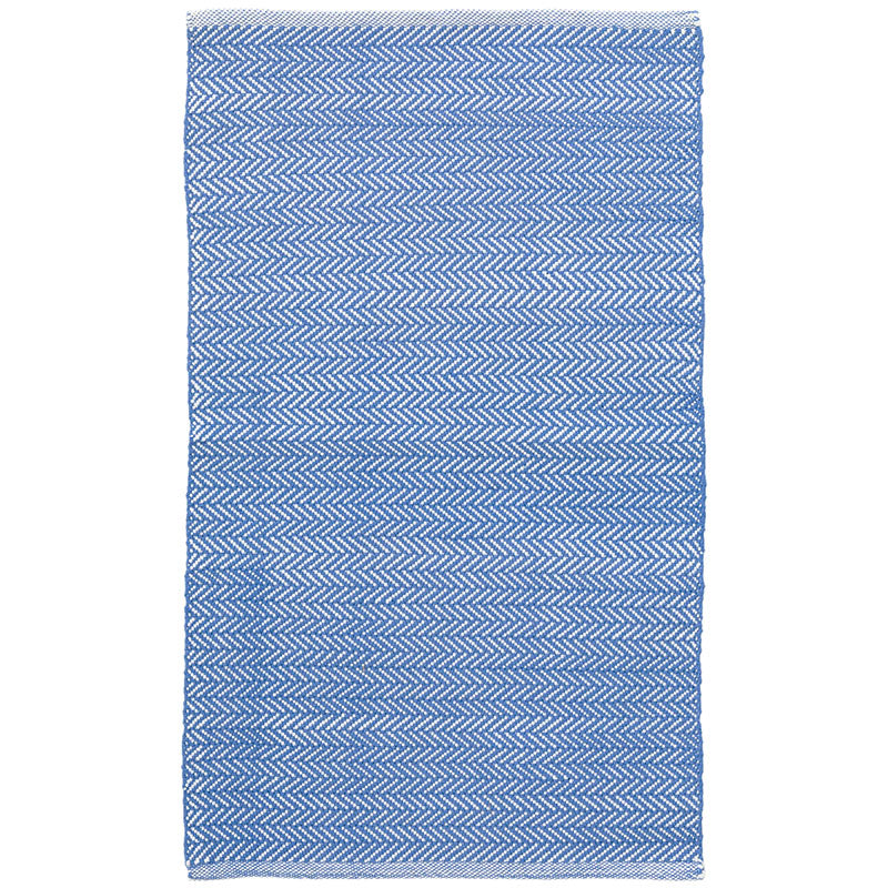 Herringbone Handwoven Reversible Indoor/Outdoor Rug - French Blue, 3' x 5'