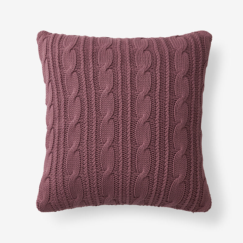 Chunky Cable Knit Decorative Pillow Cover - Rose
