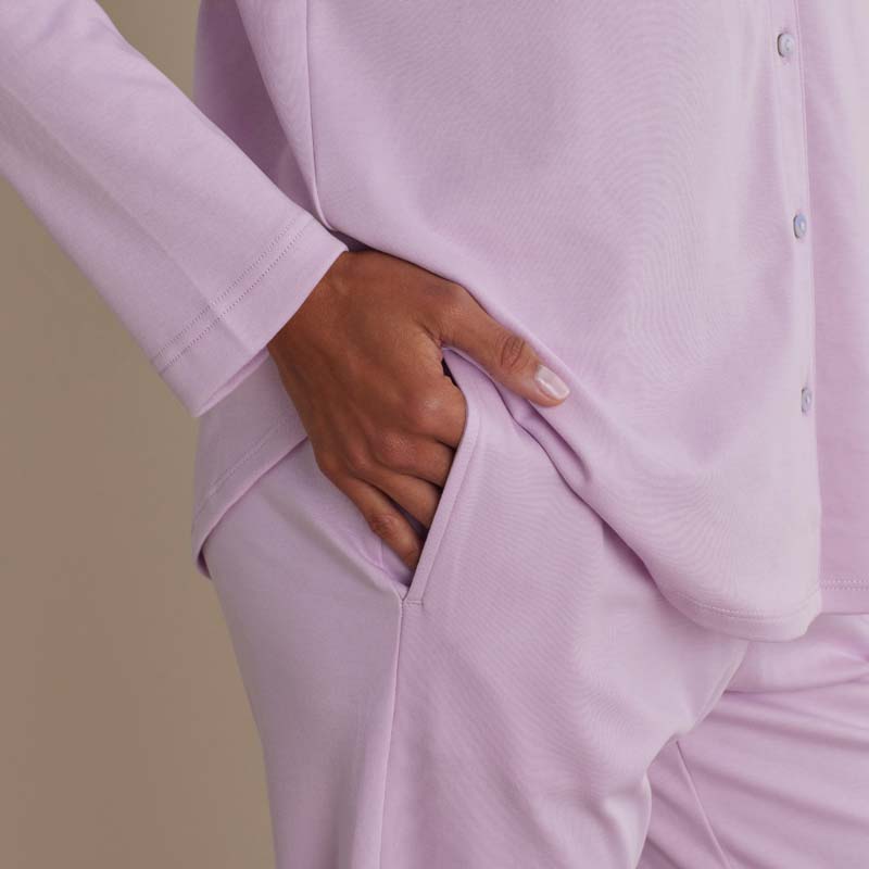 Pima Cotton Women's Button-Down Pajama Set - Dusty Pink, XXL