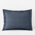 Classic Stripes and Plaids Cool Yarn-Dyed Cotton Percale Sham - Windowpane White/Navy, King